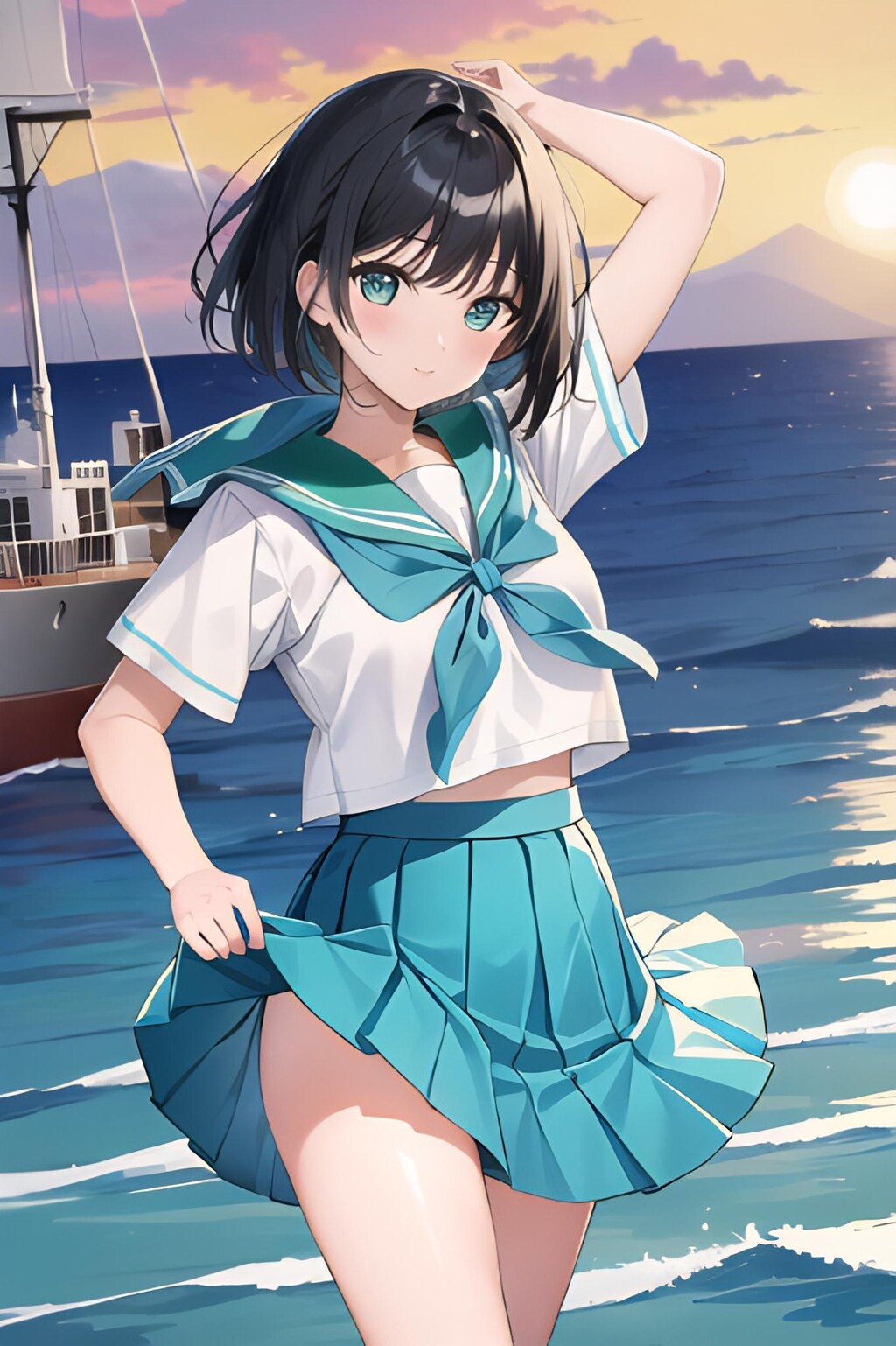 朝焼けを艦と共に