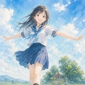 あぜ道の少女 2枚目