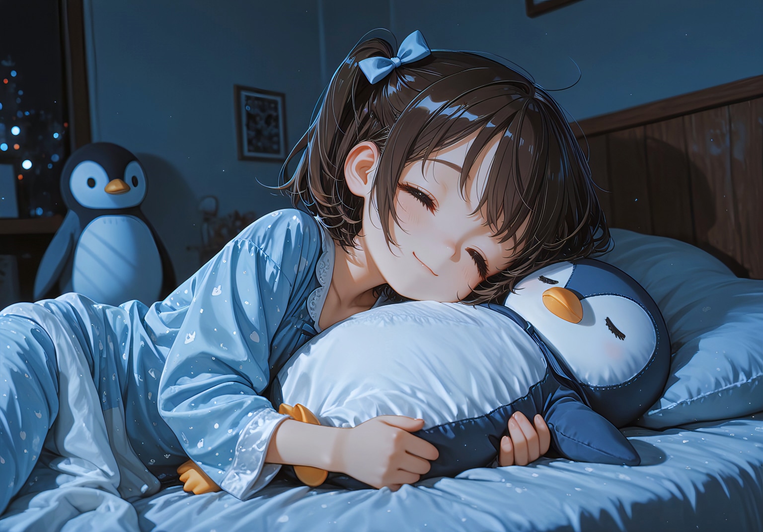 ペンギンと眠る夜 | の人気AIイラスト・グラビア