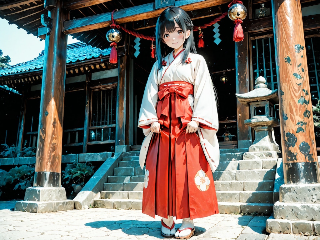 仕事初めに巫女さん