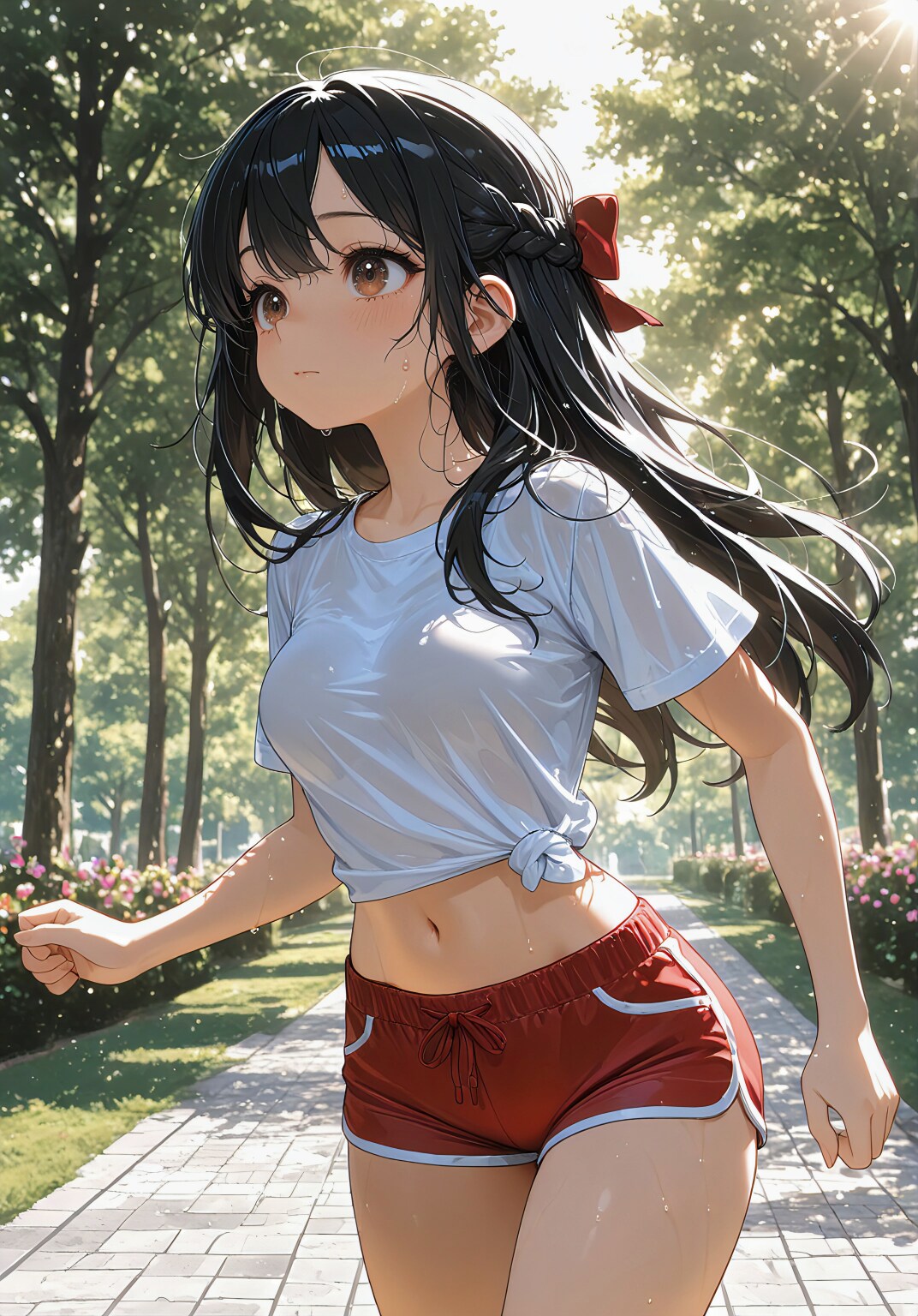 ホットパンツで朝ラン