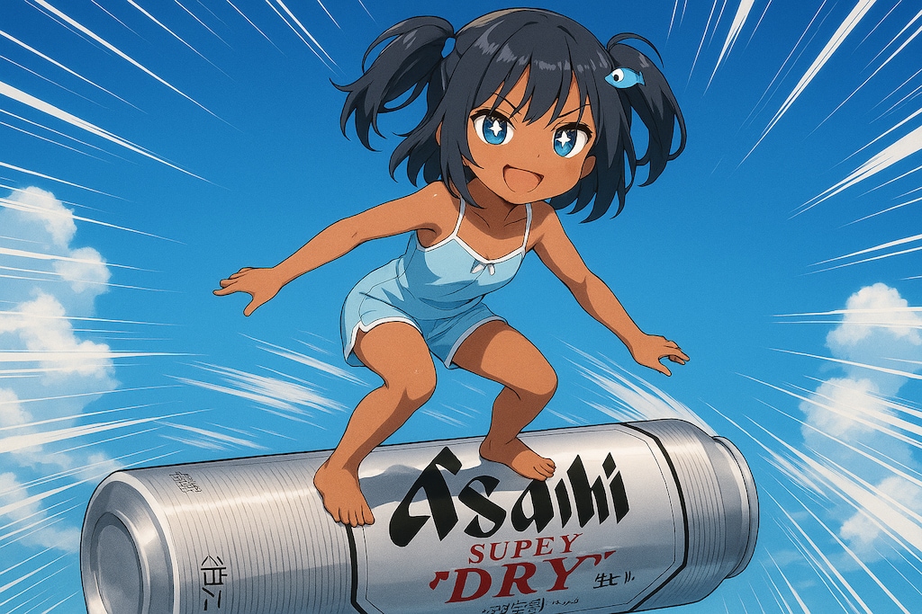 投げたビール缶に乗って移動するこなつちゃん