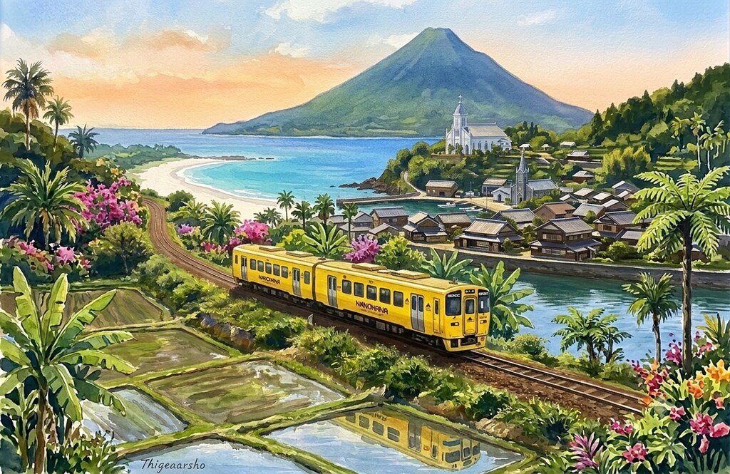 海が見える（開聞岳）