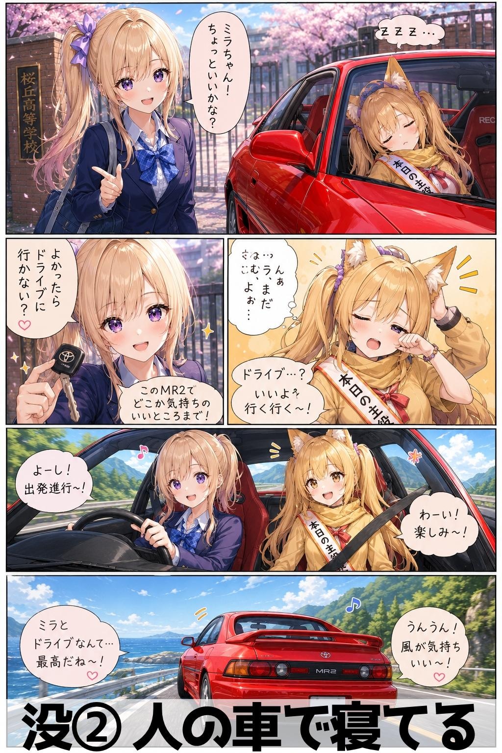 サイドポニーテールちゃんとドライブ♪