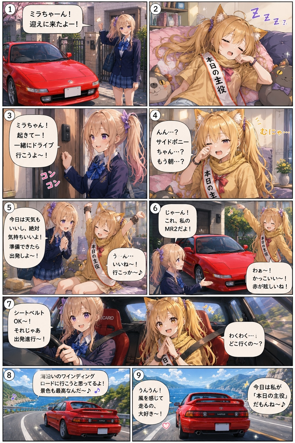 サイドポニーテールちゃんとドライブ♪