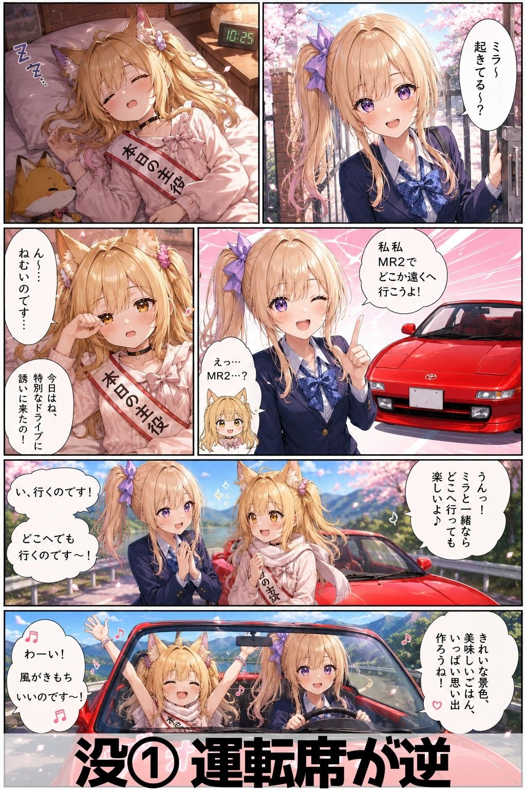 サイドポニーテールちゃんとドライブ♪