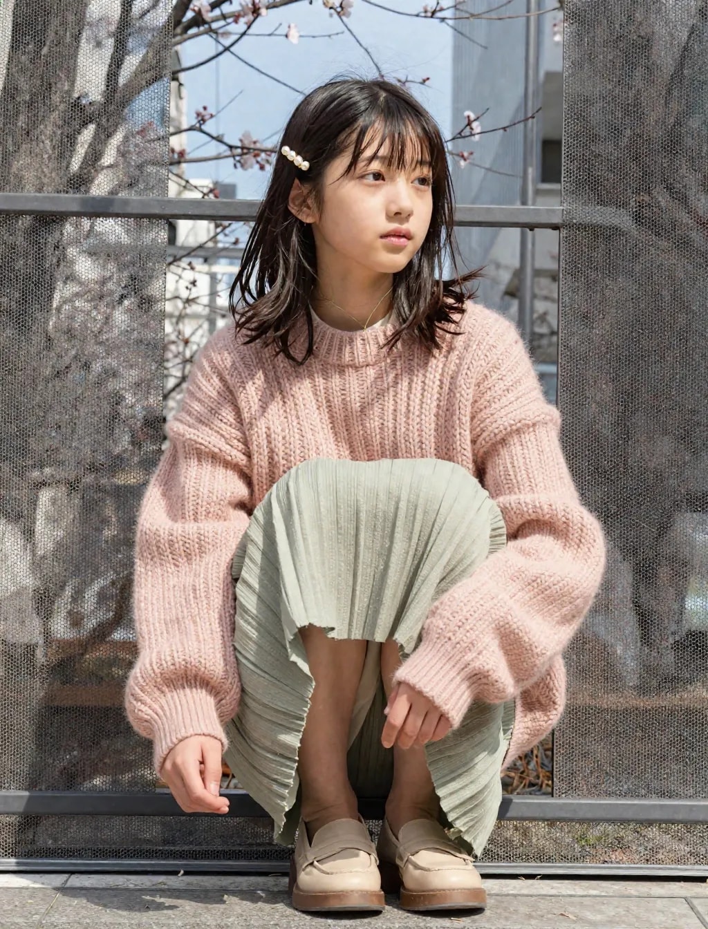 【春色コーデ】ピンクのニット