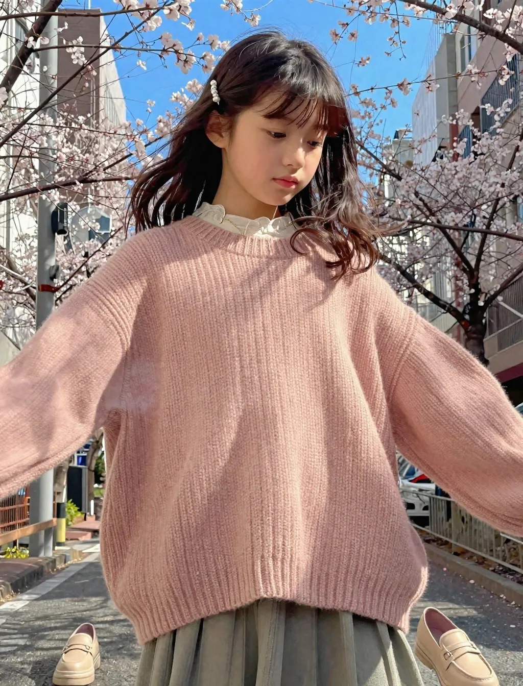 【春色コーデ】ピンクのニット