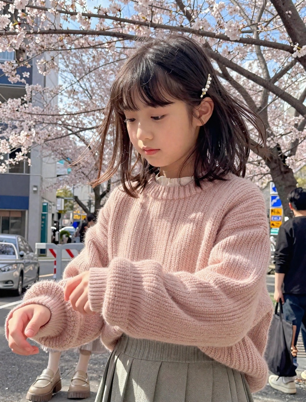 【春色コーデ】ピンクのニット