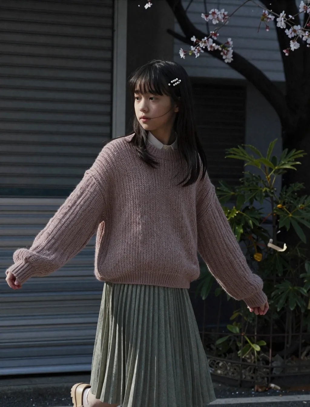 【春色コーデ】ピンクのニット