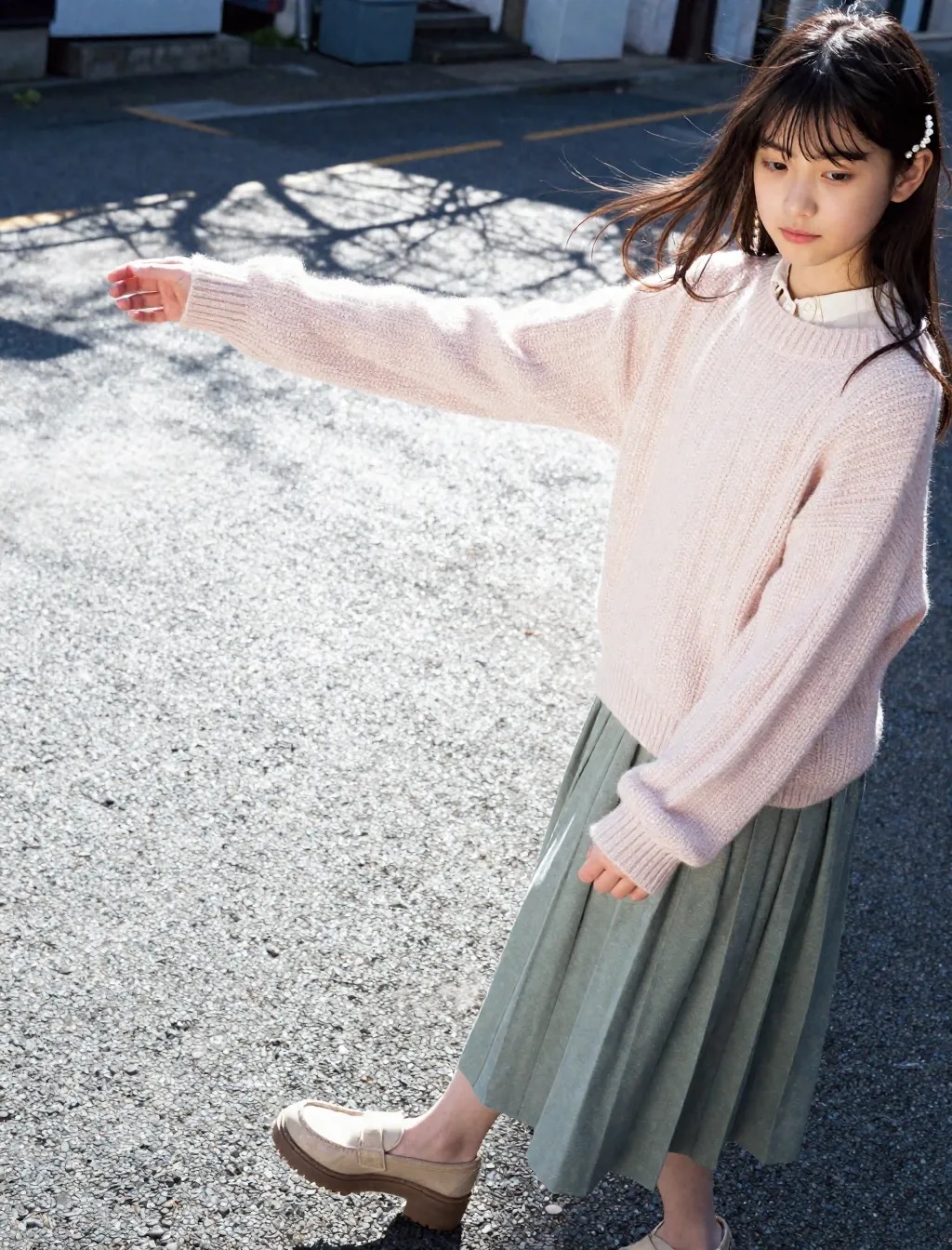【春色コーデ】ピンクのニット