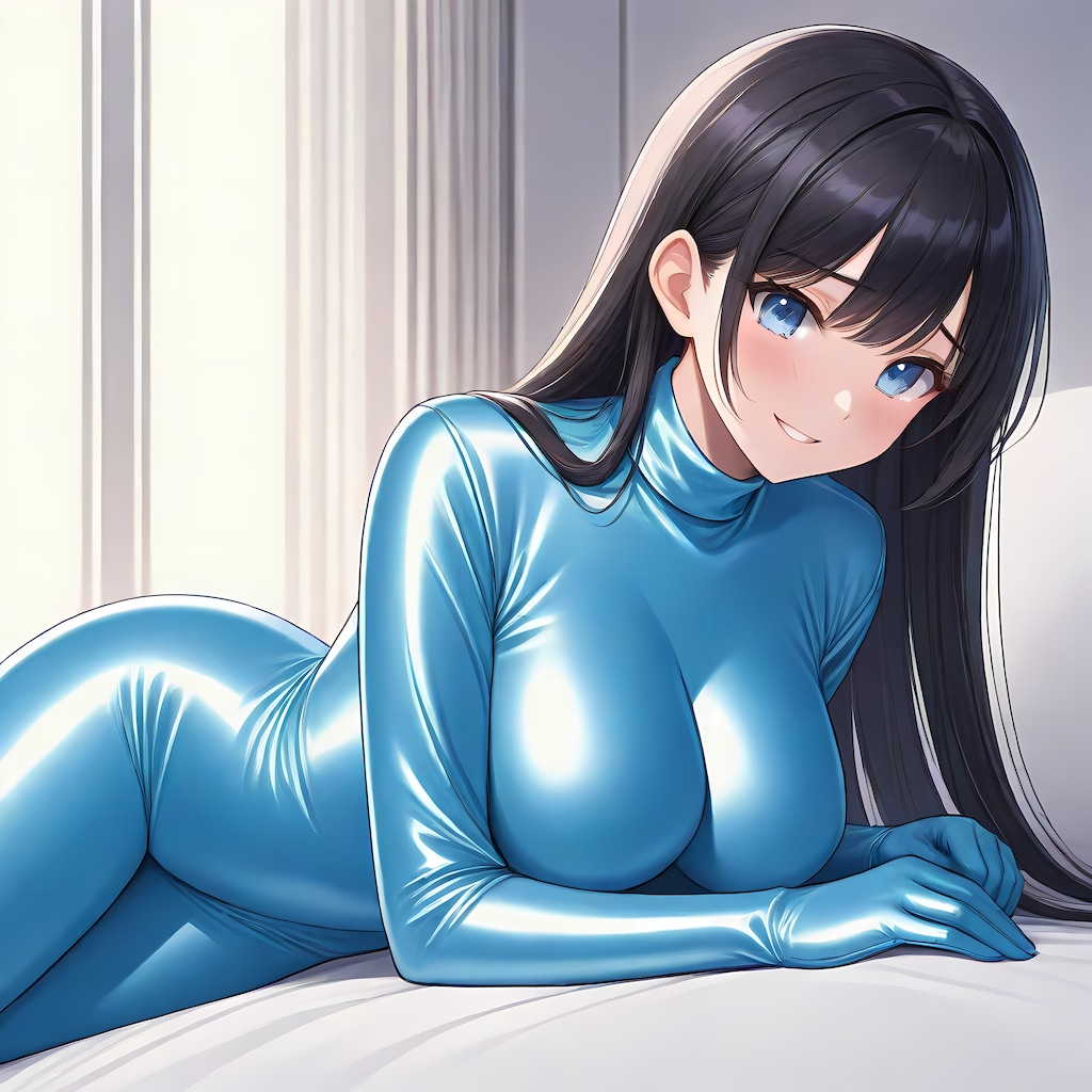 水色サテンスーツ