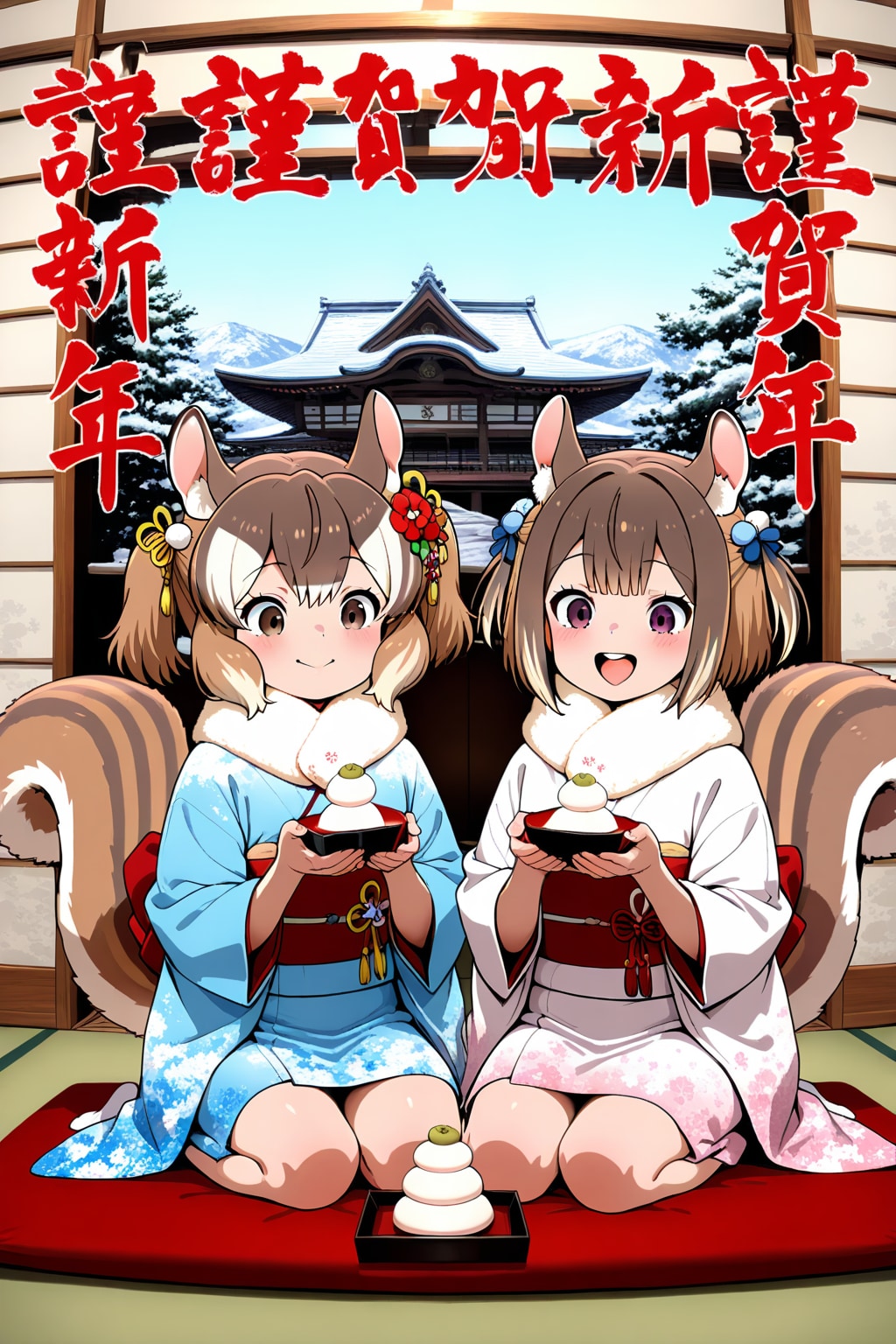 シルちゃんたちのお正月便り《おいでよ どうぶつの娘》