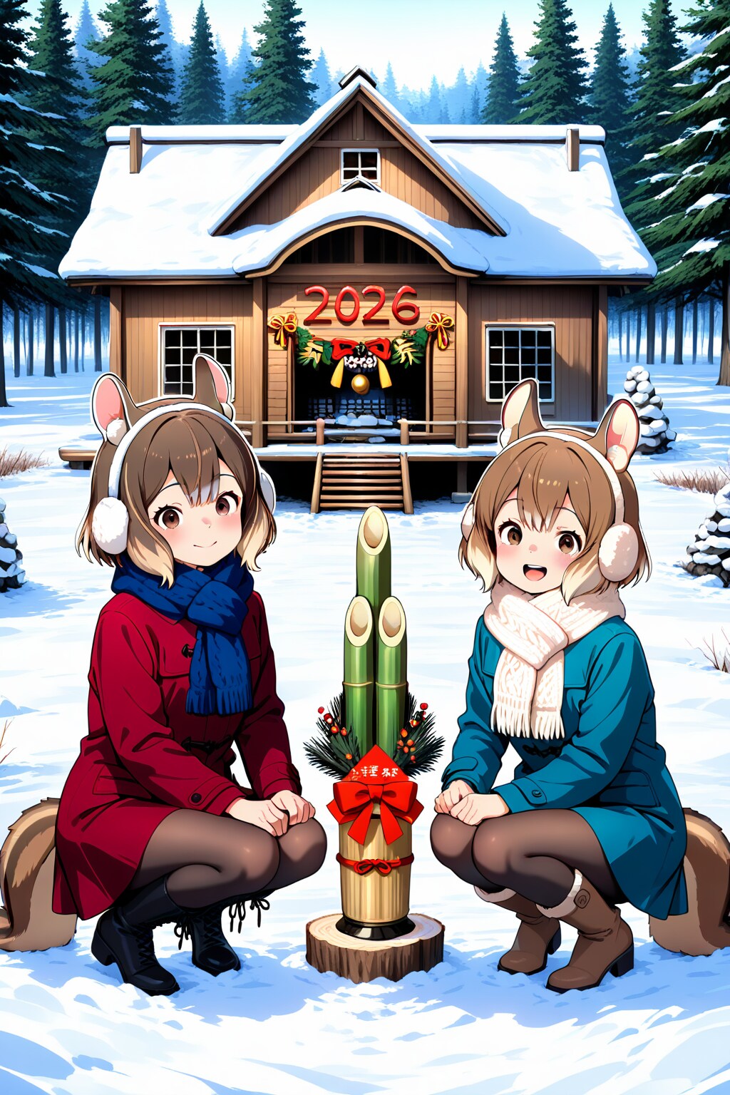 シルちゃんたちのお正月便り《おいでよ どうぶつの娘》 | の人気AIイラスト・グラビア