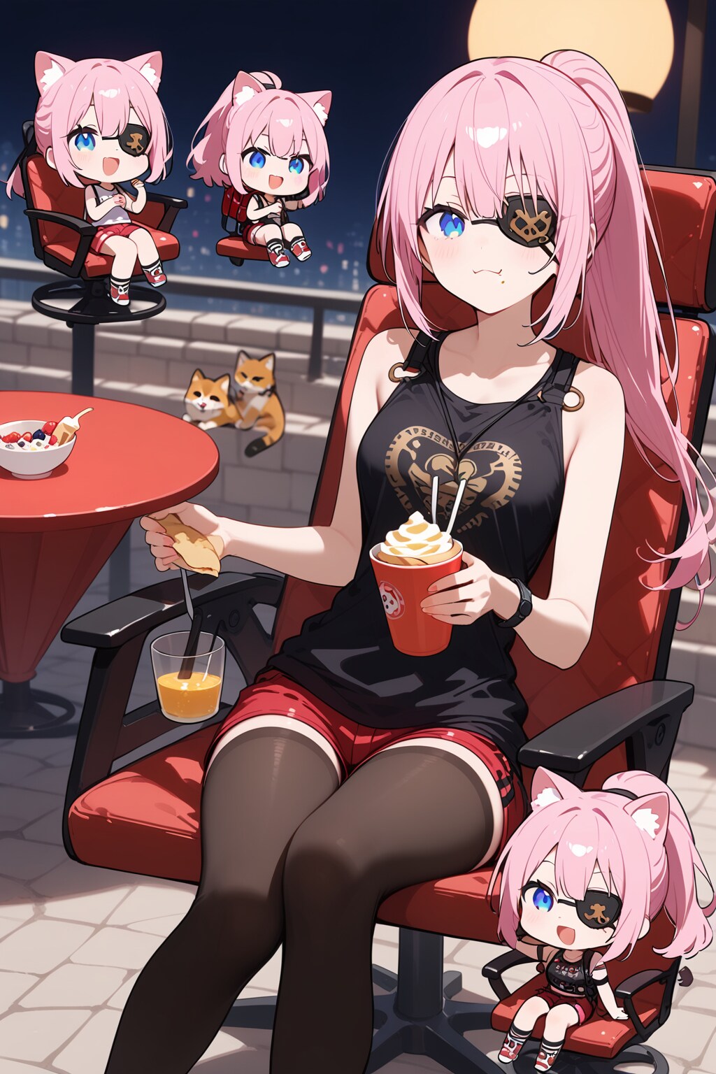 ポニテのピンク髪ちゃん