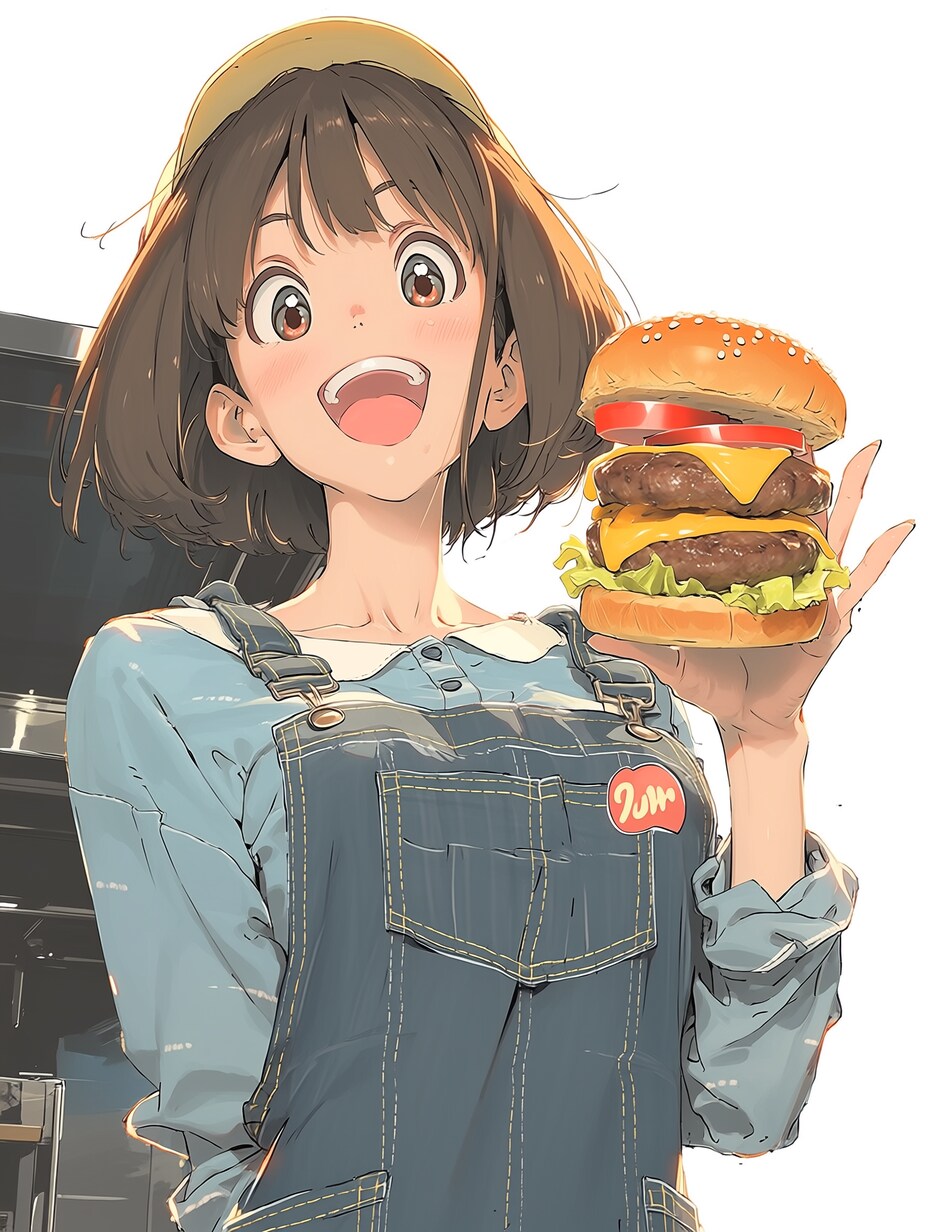 いただきます……どうやって？🍔 | の人気AIイラスト・グラビア