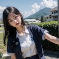 制服女子　道端 2枚目