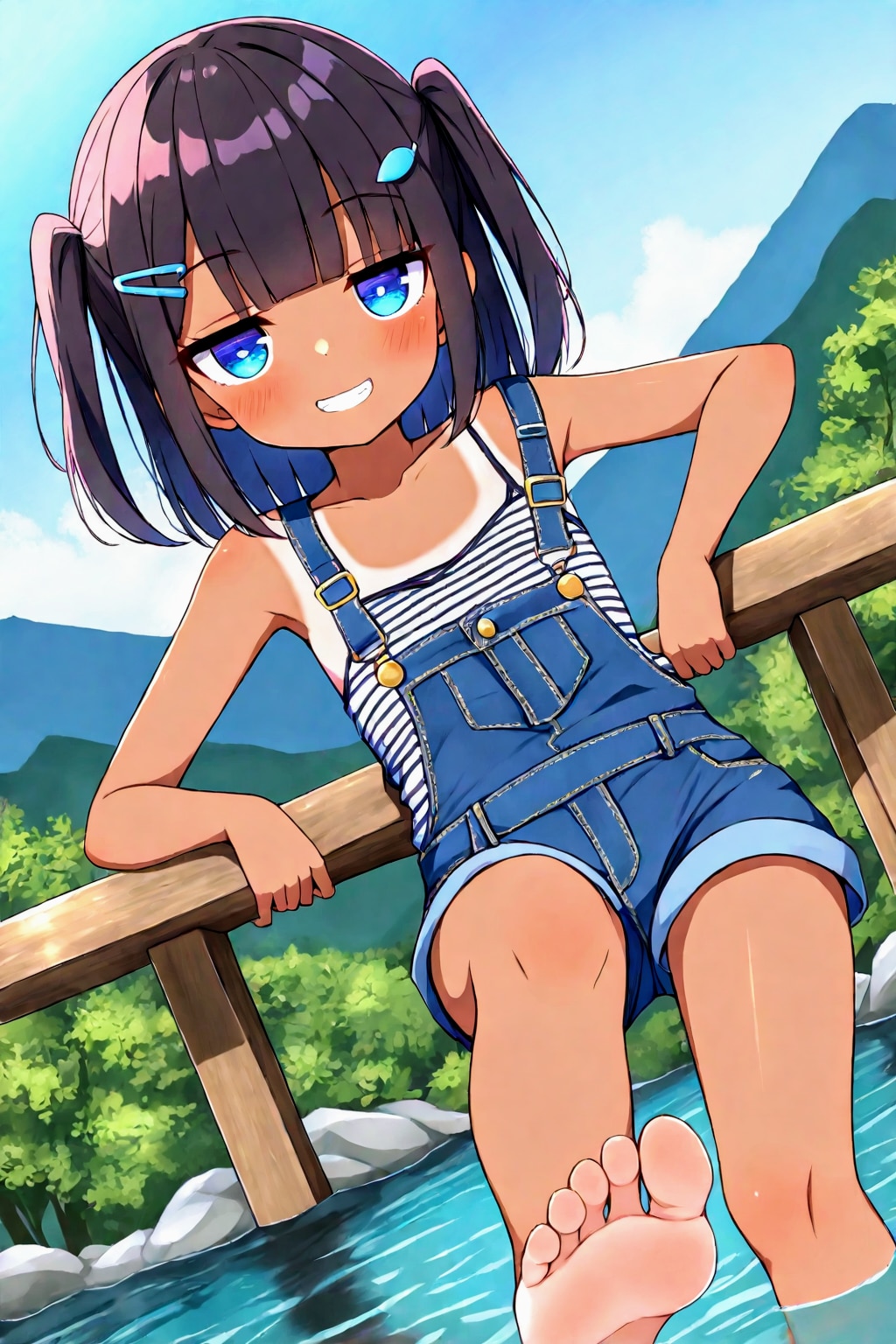 こなつちゃん✕ボーダー＆デニムオーバーオール