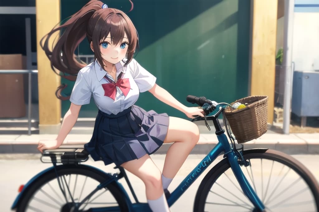 アクロバティックな乗り方の女の子