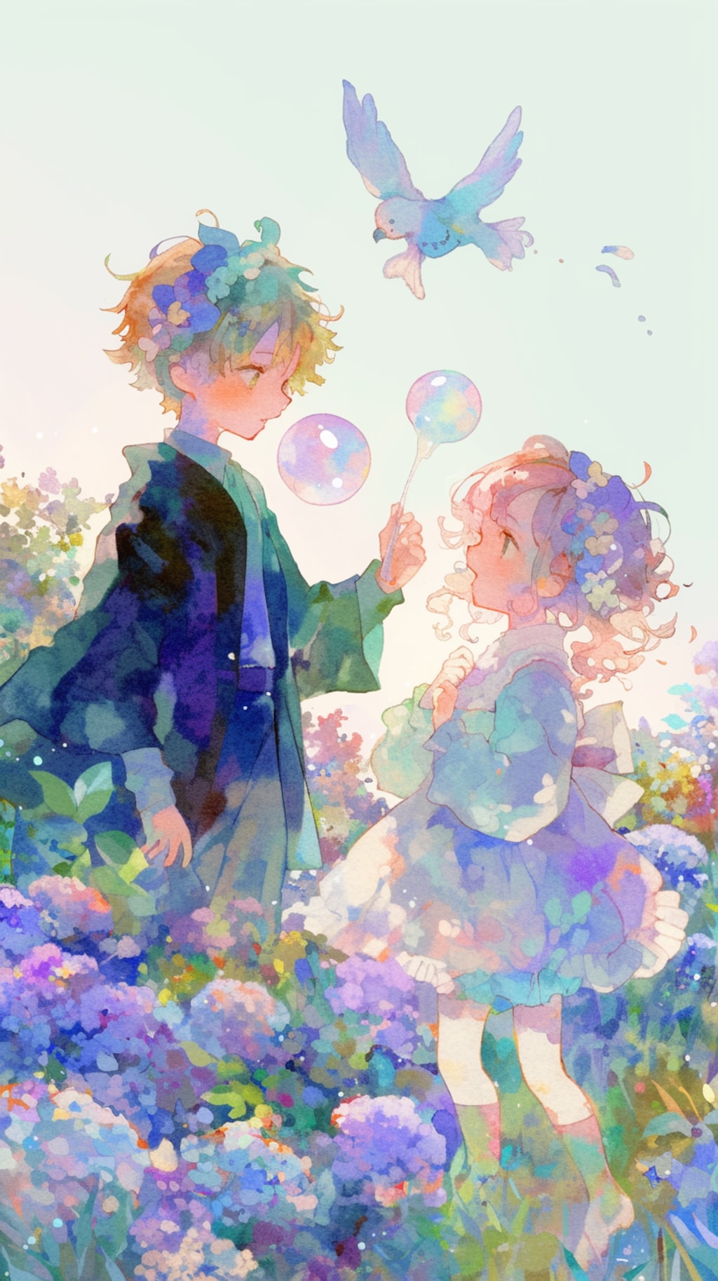 花とシャボン玉