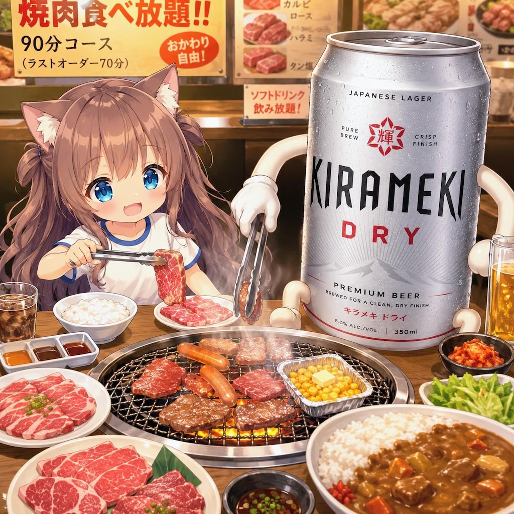 焼肉食べ放題の小さな女の子
