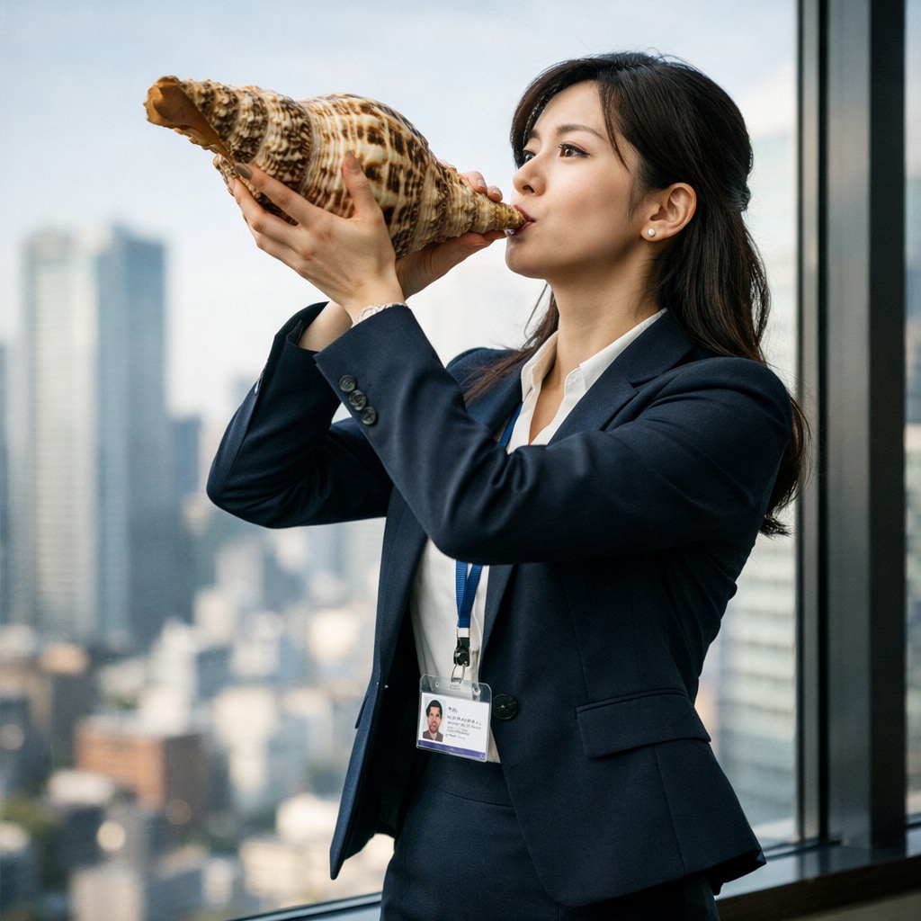 法螺貝を吹く人