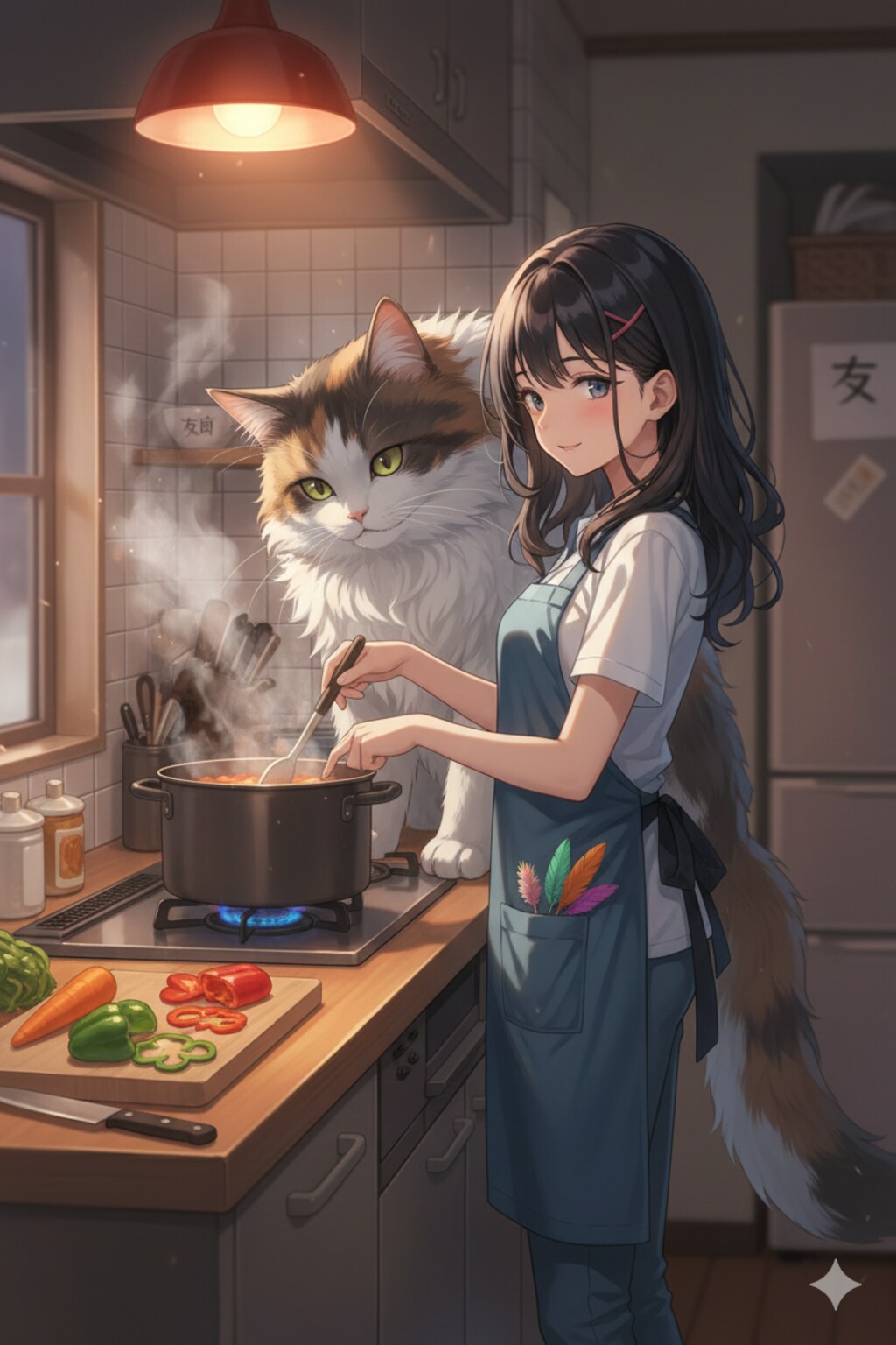 お料理、見守り三毛殿