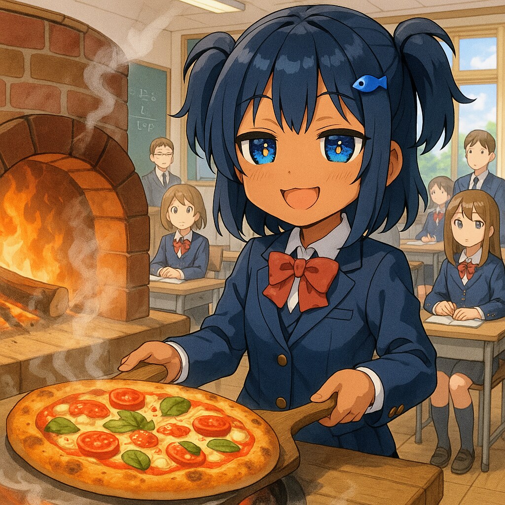 ピザを焼くこなつちゃん