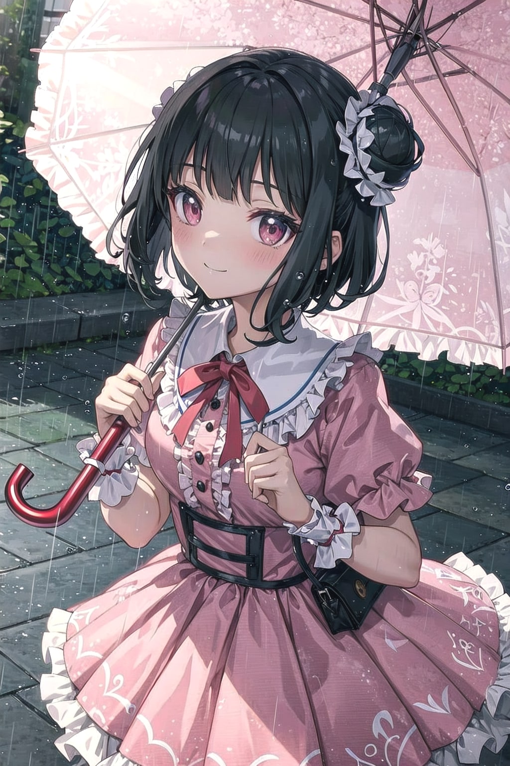 ピンクのかさなのです