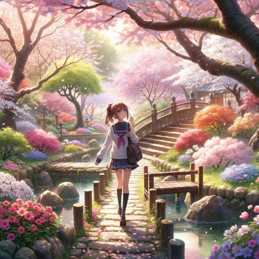 庭園の桜