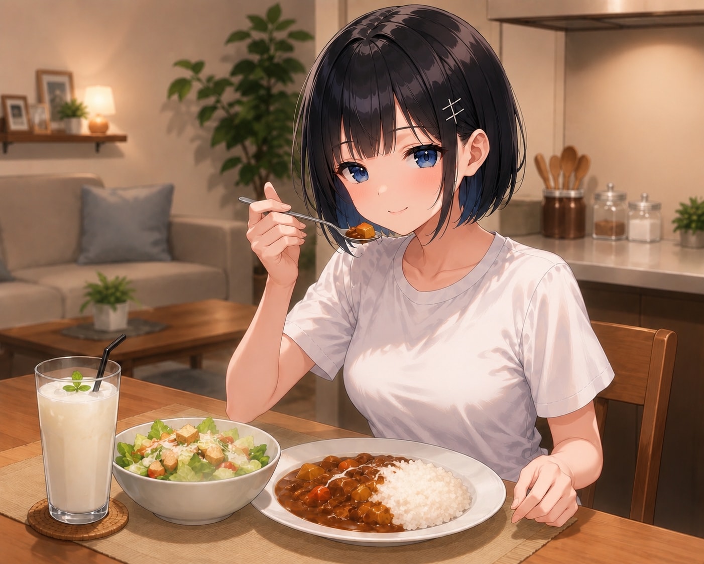 カレーを食べる楓ちゃん