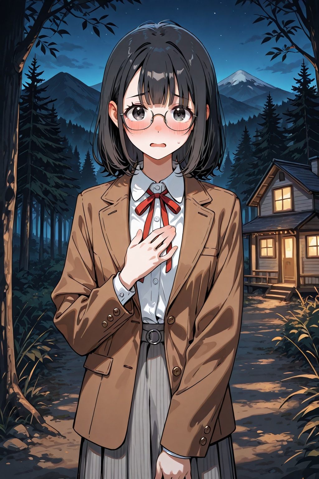 眼鏡×公立ダサ制服女子４７ | の人気AIイラスト・グラビア