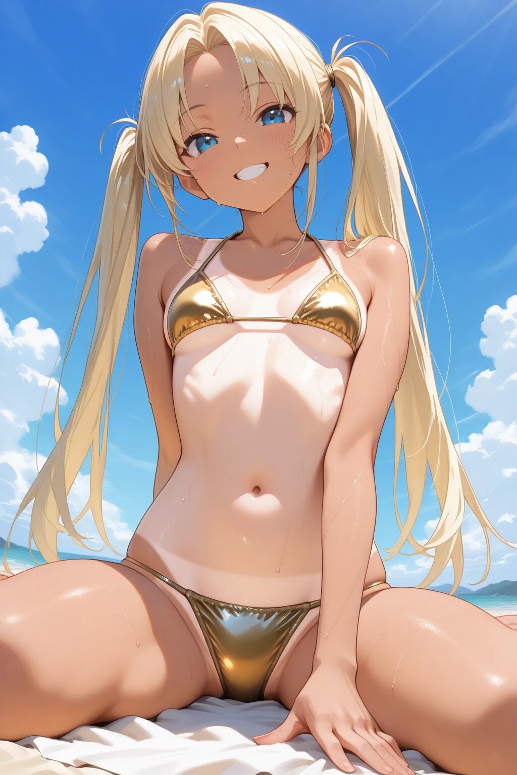 金色ビキニの娘たち　日焼け