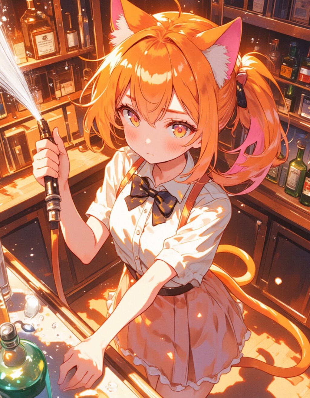 春のいたずら！猫耳少女の水しぶきバーテンダー☆