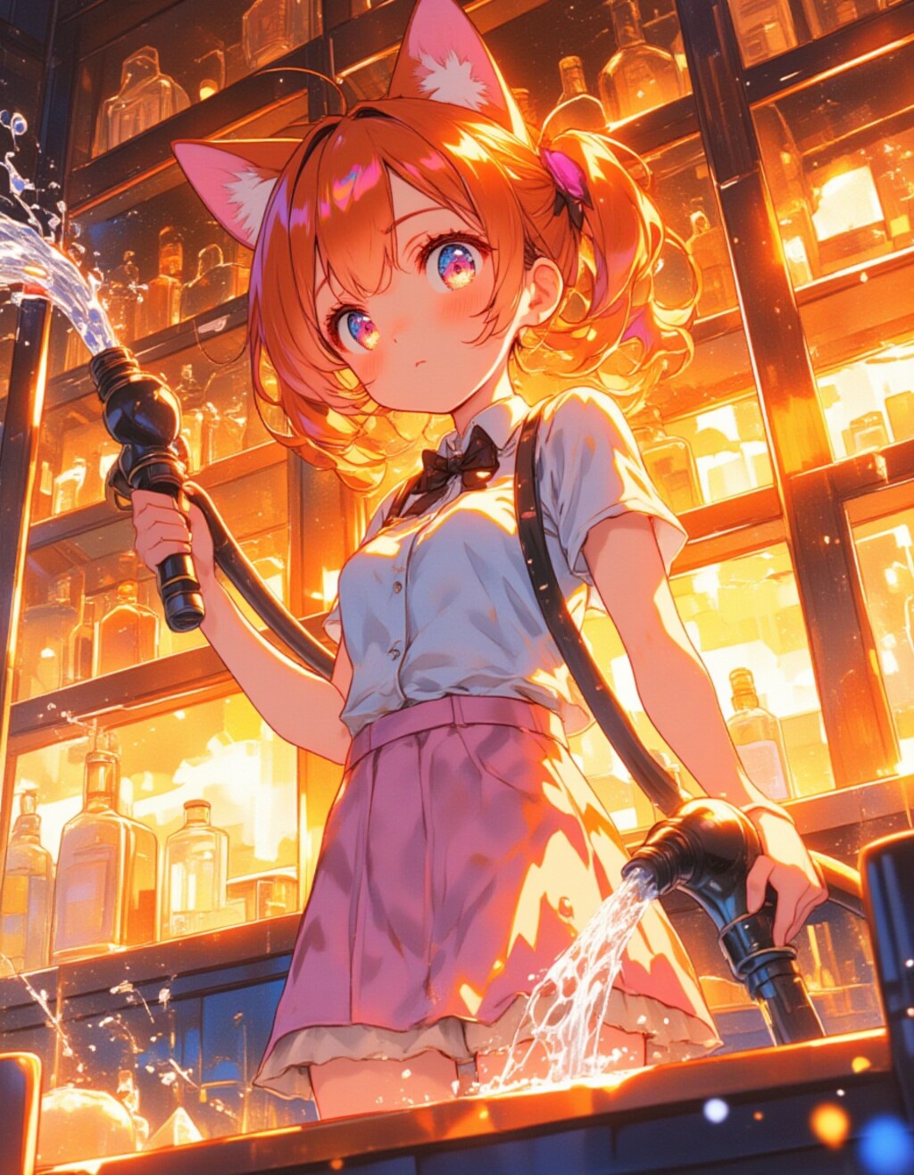 春のいたずら！猫耳少女の水しぶきバーテンダー☆