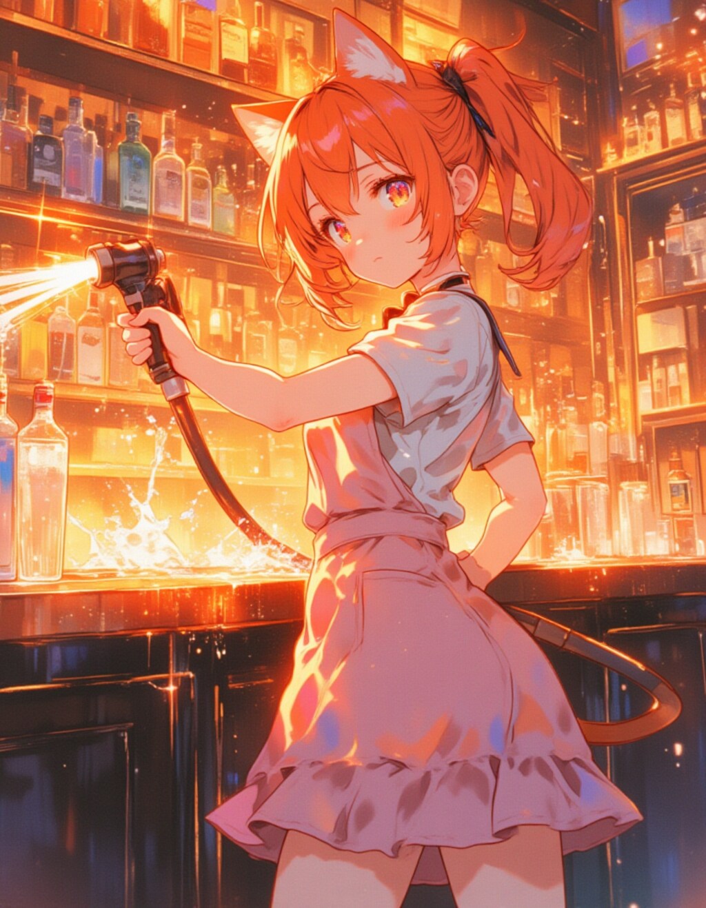 春のいたずら！猫耳少女の水しぶきバーテンダー☆