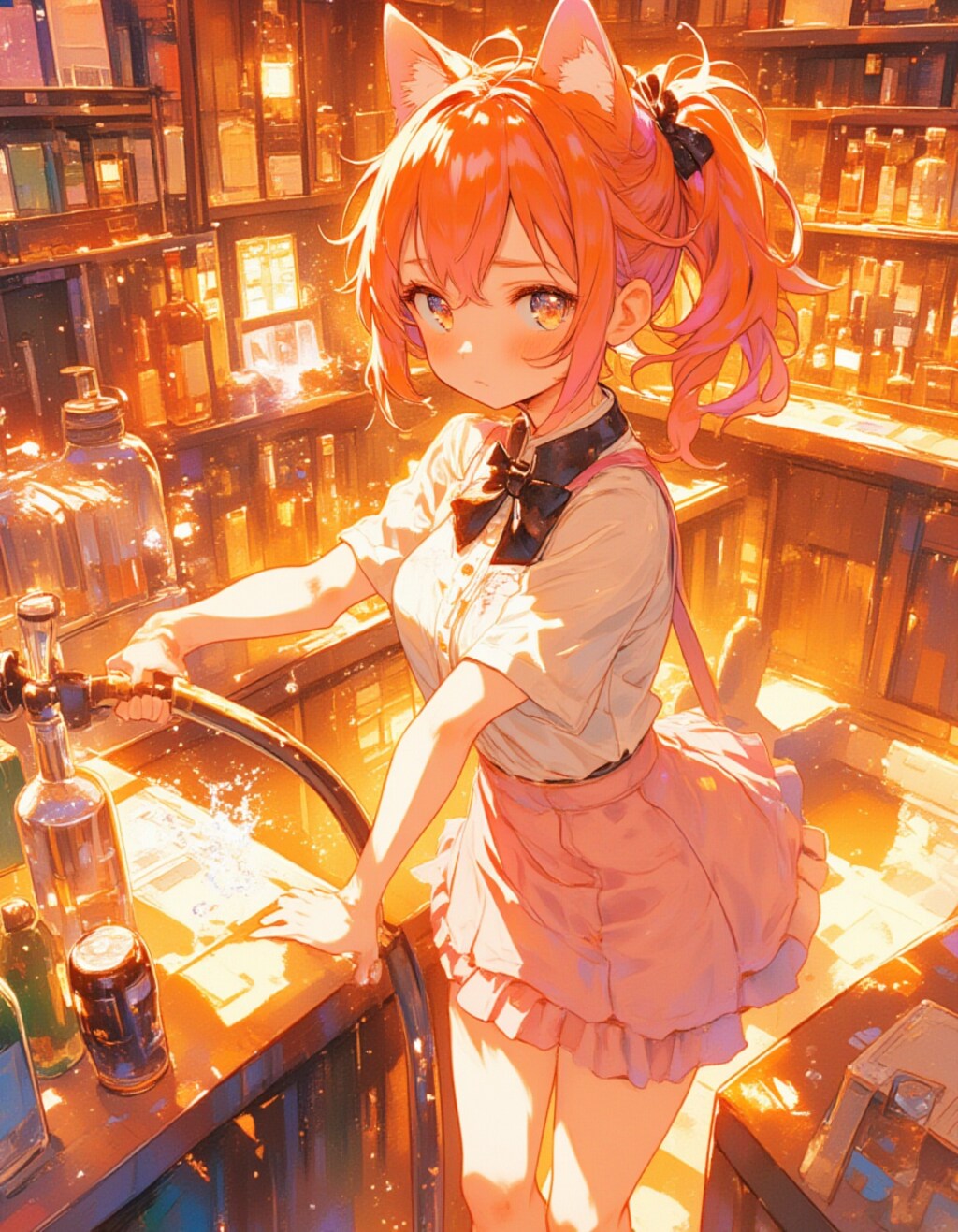 春のいたずら！猫耳少女の水しぶきバーテンダー☆