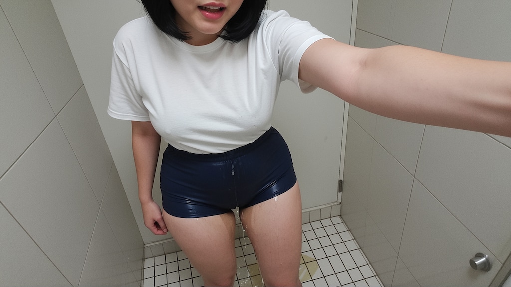 かわいいおばさんにブルマでおもらし自撮りしてもらう