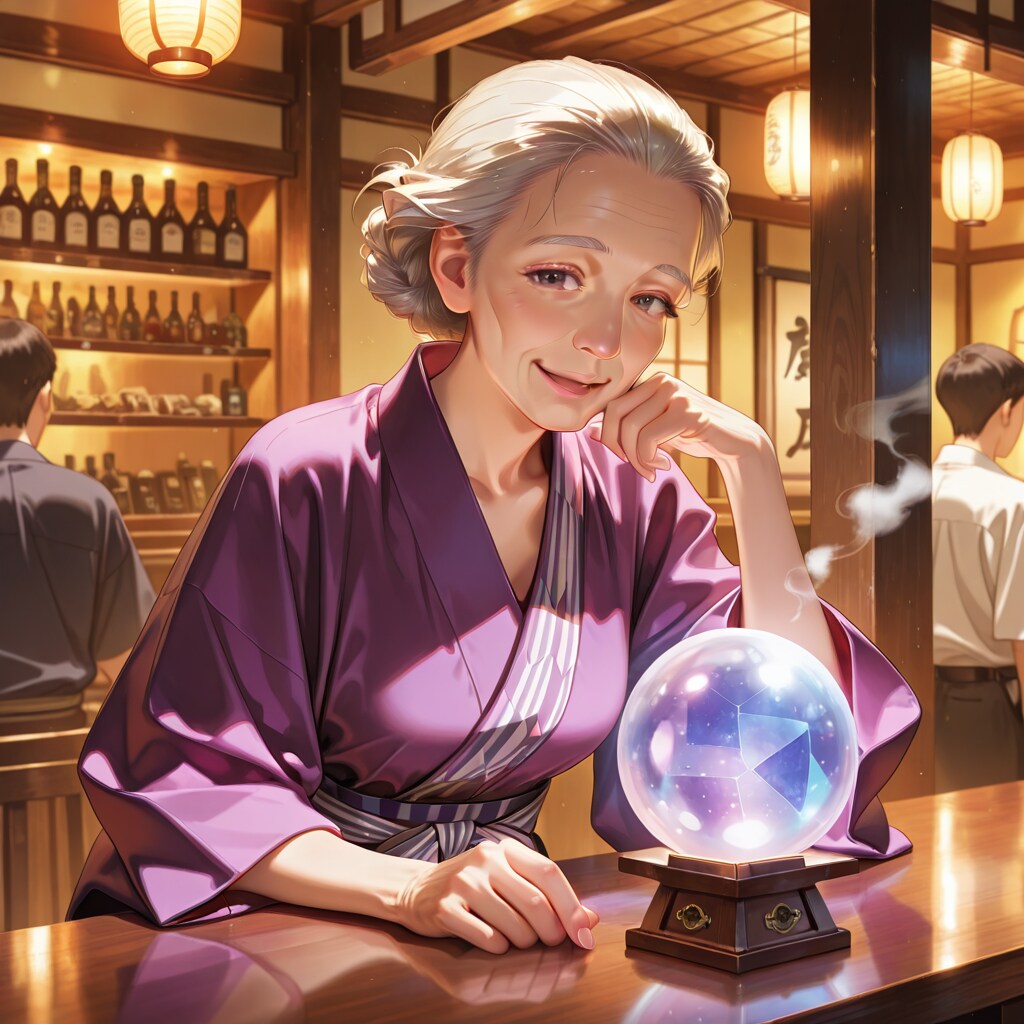 酒場で占いをしてくれる老女将