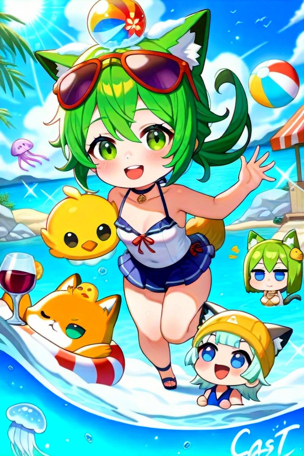 サングラスの緑髪ちゃん