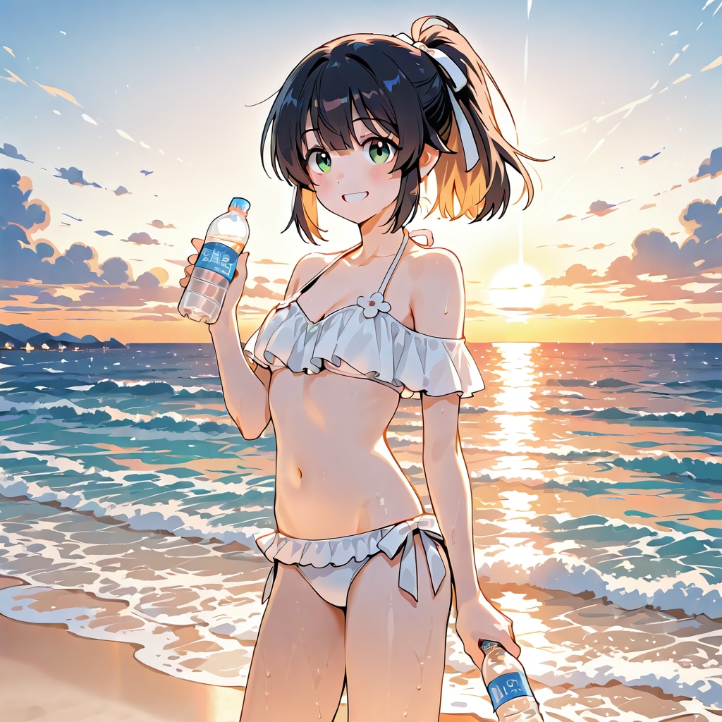 海辺で