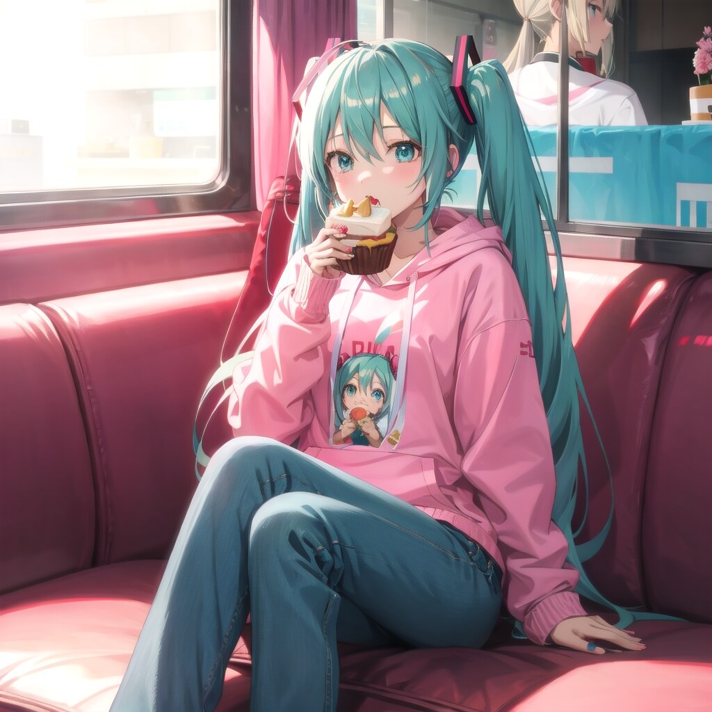 ケーキを食べるミクさん | の人気AIイラスト・グラビア