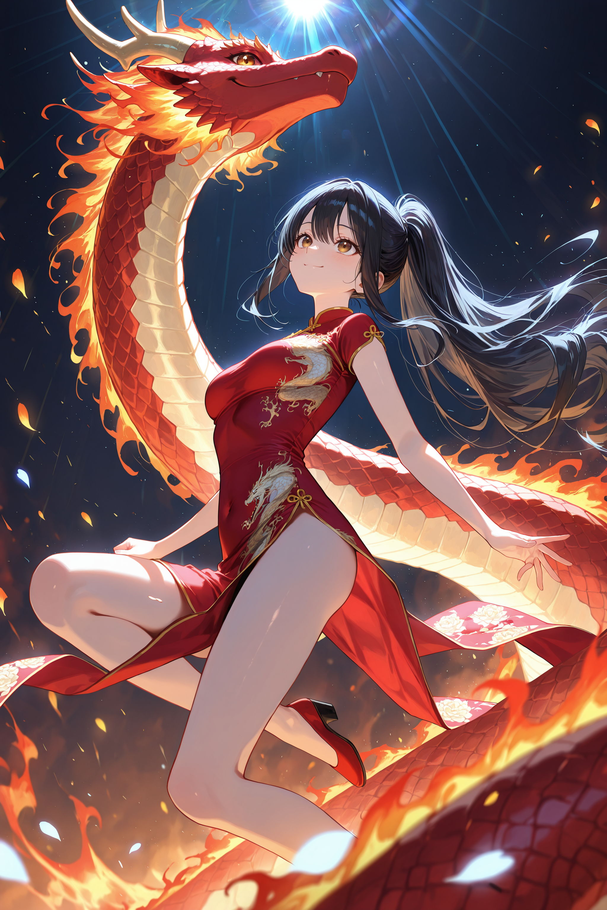 ドラゴン使いの少女（美龍さんと火竜サラマンダーさん）