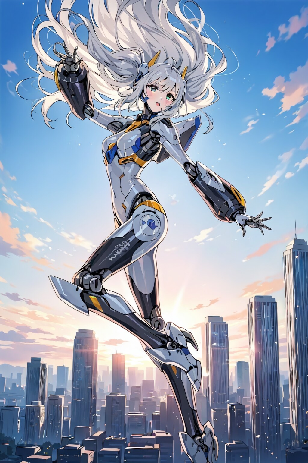 上空で踊るメカ少女