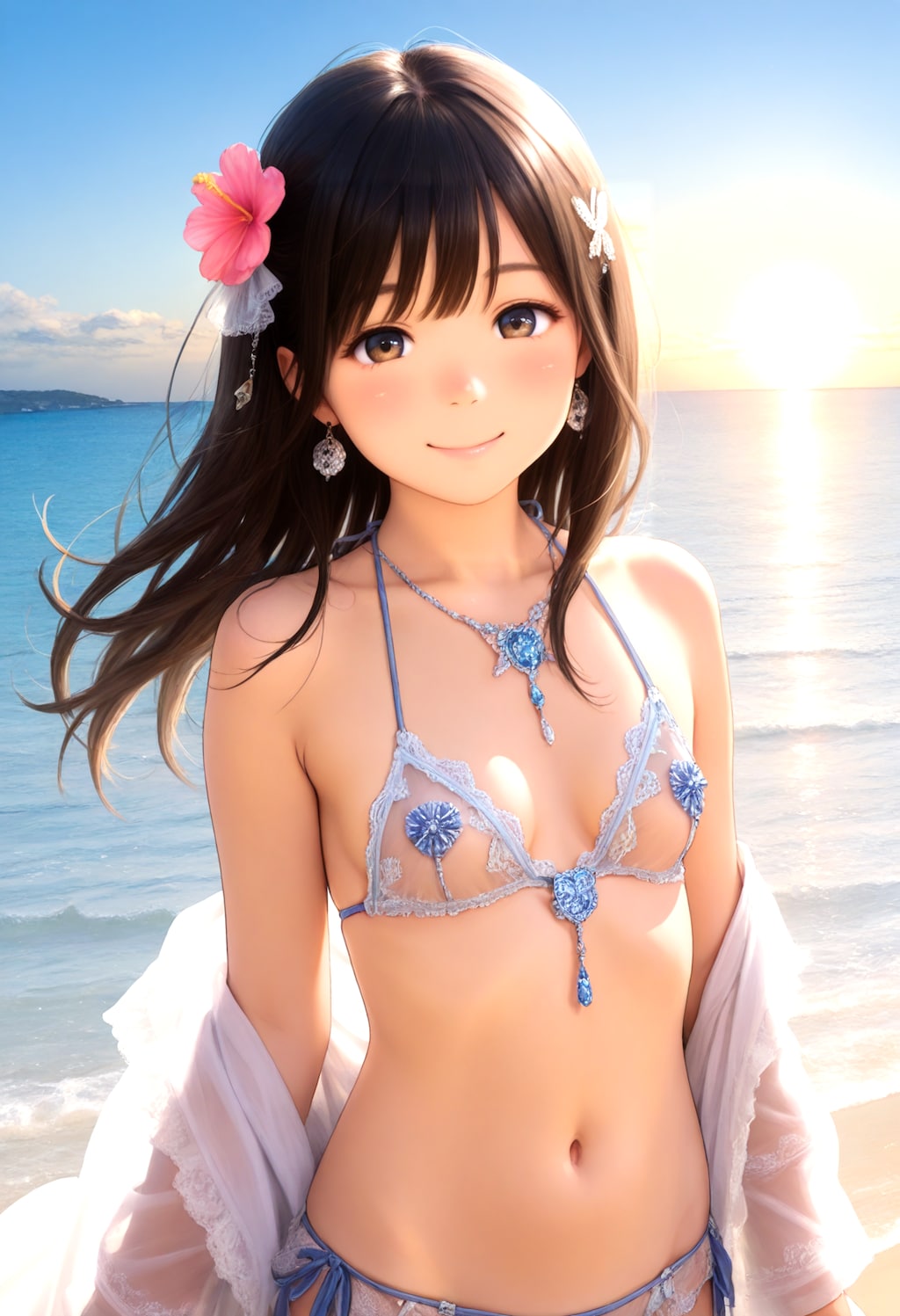 シーズンも過ぎて来たので人気のないビーチで大胆水着