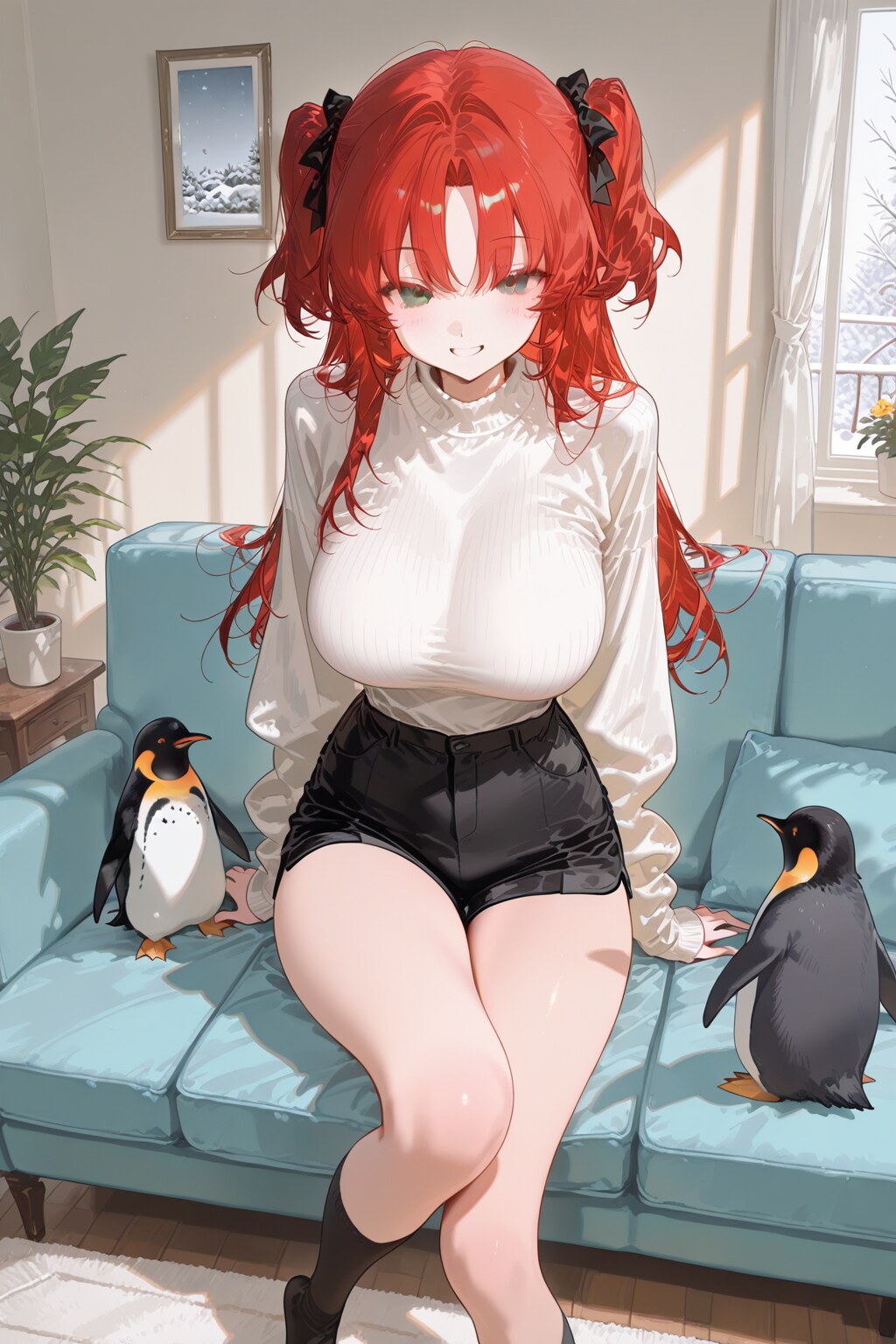 ペンギンと焔崎千尋ちゃん | の人気AIイラスト・グラビア