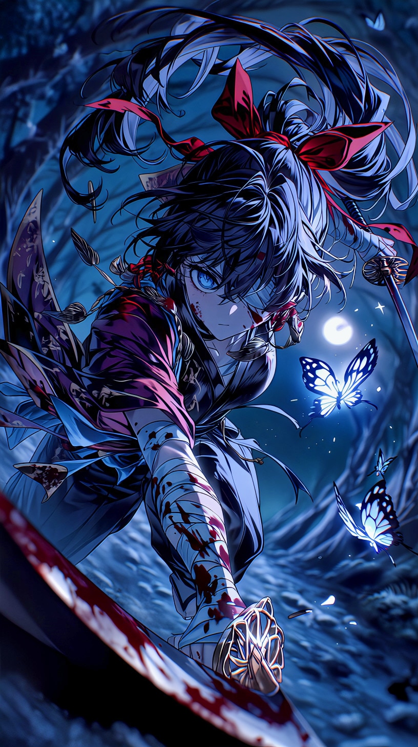 月夜に舞う忍 | の人気AIイラスト・グラビア