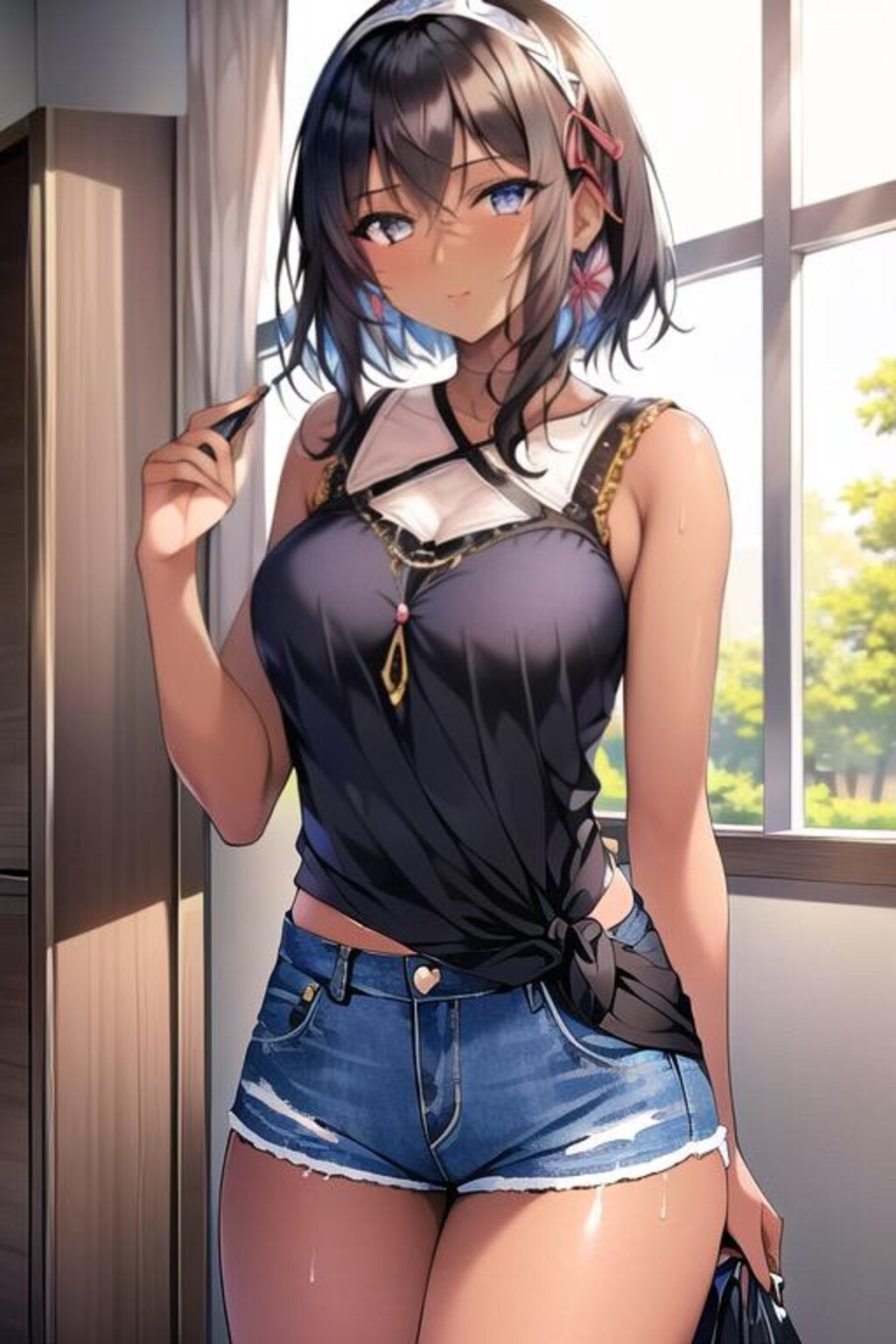 褐色ショートボブ娘