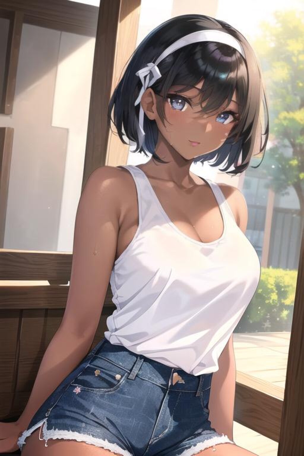 褐色ショートボブ娘