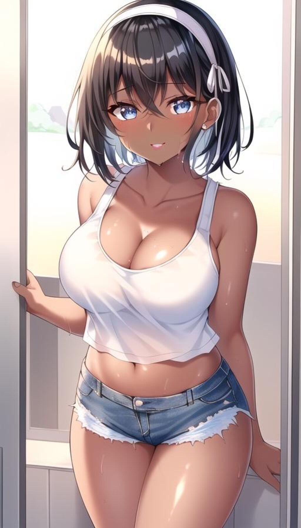 褐色ショートボブ娘